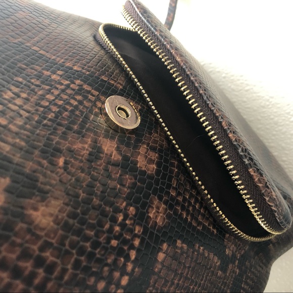 Aldo Python Snake Print Backpack Purse in Brown and Gold - Picture 10 of 15